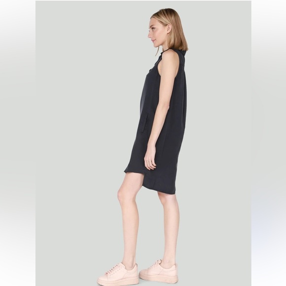 Dex Baby Doll Aline Dress Flirty Ruffles Bows on side Pleated at Waist Black Med - Picture 1 of 16